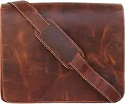 13" leather messenger bag laptop case office briefcase men computer distressed shoulder bag