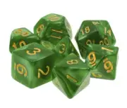 7 Piece Green Marble Polyhedral Dice Set w/ Green Bag – Jade Oil