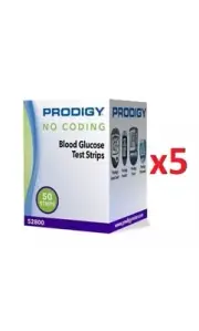 Prodigy Diabetic Blood Glucose 250 Ct in 5 Boxes Exp 1 Yr+ Freaky Fast Shipping
