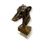 $370 John-Richard Collection Bronze Whippet Hound Bust /w Crystal Base Statue