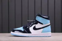 在飛比找Yahoo奇摩拍賣-7-11運費0元優惠優惠-Air Jordan 1 WMNS “UNC”北卡藍 漆皮腳