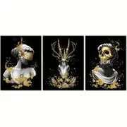 3pcs Retro Horror Theme Portrait Print 100% Australian Made 3 x 40x60cm (Metal Print)