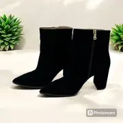 Ann Taylor Women Pointy Toe Black Suede Bootie - Missy Sz 9 Style#598122