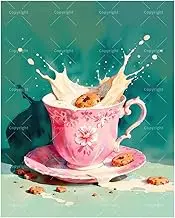 TAOPAOLAB Food & Drink Paint by Numbers Kit for Adults - DIY Milk Splash with Cookies Painting on Canvas 16x20In, Acrylic Paint Set, Suitable for Beginners, Kitchen Art for Home Decoration or Gifts