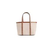 [VALENTINO] Borsa tote mini in tela Rockstud Beige