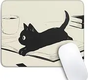 Cute Black Cat Mouse Pad,Kawaii Anime Cat Mouse Pads for Wireless Mouse Desk Accessories,10"X8" Travel Mousepad with Non-Slip Rubber Base, Stitched Edge Mouse Pads for Desk,Computers,Laptop,Office