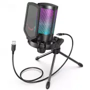 Condenser Gaming Microphone,for MAC with Shock Mount&Gain Control for Podcasts