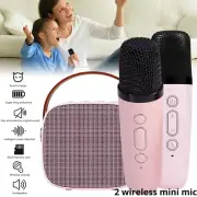 Mini Karaoke Machine For Kids Portable Bluetooth Speaker w 2 Wireless Microphone