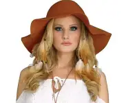 Hippie Hat Girl Brown Floppy Hat 60s 70s Halloween Costume Accessory