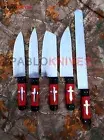 Premium Handmade Carbon Steel Kitchen Chef Set Knives , Camping Set Knives 5Pcs