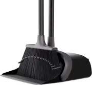 Upgrade Broom and Dustpan Set for Home, 52'' Long Handle, Standing Dustpan and B