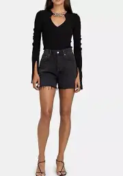 Alexander Wang Women Chain Trim Split Cuff Top Black, Size S, $550