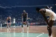 Wilt Chamberlain Of The Philadelphia 76Ers Shoots 1968 Old Basketball Photo