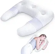 SAHEYER Side Sleeper Pillows for Adults, U Shaped Body Pillow for Pain Relief, Orthopedic Memory Foam Shoulder Pillow for Side,Stomach, Back, Arm with Removable Washable Cover (Upgraded Version),White