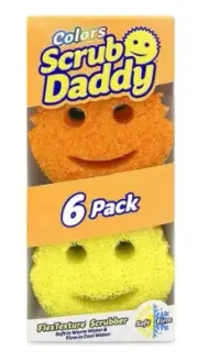 6 Pk Scrub Daddy Colors Scratch Free Flex Texture Scrubber Soft Firm Dish Sponge