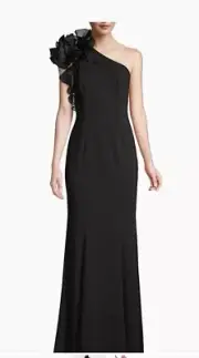 Aidan MattoxOrganza Ruffle One-Shoulder Gown Size 2 NWT