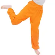 Kids Plain Loose Long Pants Yoga Dancing Bloomers Aladdin Trousers Orange 8-9 Years