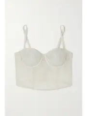 [Eres] Eres - Petale Embroidered Tulle Bustier - Off-white - 34B 34 B Off-white