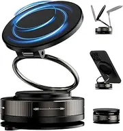 DERAWEEY for MagSafe Car Mount 360° Adjustable Vacuum Magnetic Phone Holder for Car, Portable Cell Phone Holder for Makeup/Gym/Mirror, Fit for All Smartphones, Black
