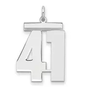 Sterling Silver Silver/Rhodium-Plated Polished Number 41 Charm