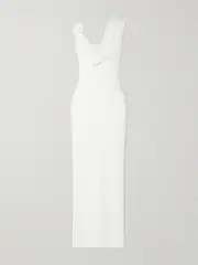 [Maygel Coronel] Maygel Coronel - Xenia Draped Appliquéd Stretch-jersey Maxi Dress - Off-white - One Size One Size Off-white
