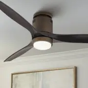 52" Modern Hugger Ceiling Fan LED Light Remote Bronze Matte Black Wood Bedroom