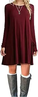 [AUSELILY] Women's Casual Dress | Plain Simple, Long Sleeve, T-Shirt, Loose
