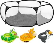 Pool Float Storage,Balls Organizer - Mesh Foldable Storage Space Saving Container for Backyard Porch Yard Poolside Beach