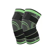 2 PCS Fitness Running Cycling Bandage Knee Support Braces Elastic Nylon Sports Compression Pad Sleeve Size:L(Green)