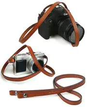 Whole leather camera neck shoulder strap - Brown - Film DSLR RF Leica Digi Cute