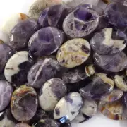 25mm natural amethyst flat oval beads 15.5" strand