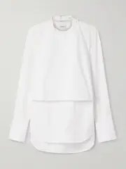 [WARDROBE.NYC] WARDROBE.NYC - Convertible Layered Buckled Cotton-poplin Shirt - White - small small White