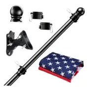 Flag Pole Kit with 3x5 American Flag, Tangle Free Spinning Stainless Steel