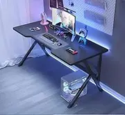 DESINO Ergonomic Large Gaming Desk, 140CM Computer Desk, K-Shaped Gaming Table, PC Gaming Workstation Home Office Desks, Space-Saving, Easy to Assemble (Black, 140CM)