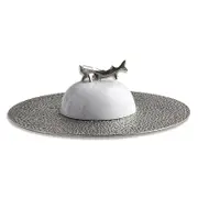 Bernardaud Ecume Platinum Caviar Pate and Bell Cover