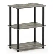 Furinno Turn-N-Tube Wood No Tool 3-Tier Storage Shelf in French Oak Gray/Black