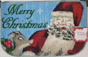 TEXTURED KITCHEN RUG (18"x28") SANTA & REINDEER,MERRY CHRISTMAS,D Shape, Holiday