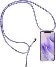 Mobile Phone Lanyard Case for Oppo Find X5 Pro with Strap, Transparent Mobile Phone Chain Mobile Phone Case with Cord for Hanging, Mobile Phone Hanger, Collar Lanyard Case (Purple, for Oppo Find X5