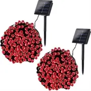 Catzon 2Pcs Solar Christmas Lights 39ft 100 LED 8 Modes Solar String Lights Waterproof-Red