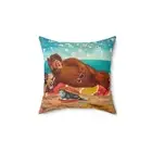 Alf at the Beach Retro Art Pillow, 80s TV Alien Life Form Square Pillow