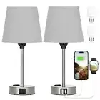 Table Lamps for Bedrooms Set of 2 Bedside - Nightstand Bedroom Lamp with Gray