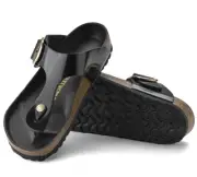 BIRKENSTOCK SLIDES WOMAN GIZEH BIG BUCKLE HIGH-SHINE BLACK 1021467