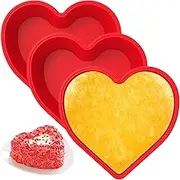 3 Pcs Heart Shaped Cake Pans, 10 Inch Silicone Cake Molds, Nonstick Silicone Heart Cake Mold,Reusable Baking Tins Brownie Pans,Heart Cake Pan Set for Valentine's Day