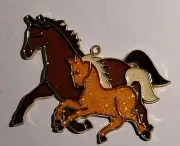 Brown HORSE WITH Gold COLT SUNCATCHER (ANIMAL SUNCATCHERS)