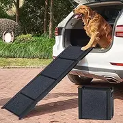 SMONTER Dog Car Ramp for Large Dogs, Folding Portable Pet Steps 180cm Long 44cm Extra Wide Aluminum Dog Stairs with Felt Non-Slip Surface, Lightweight & Durable for Trucks, Cars, Supports up to 90 kg
