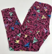 NWT LuLaRoe TC Purple Leggings Bird Design - Tall & Curvy (12-18)