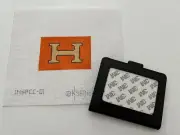 HERMES H Orange w/Gold & Brown 18 Ct Needlepoint Canvas Insert & Snap Wallet