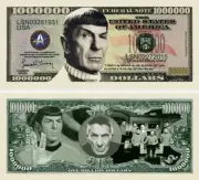✅ Pack of 100 Star Trek Spock Leonard Nimoy 1 Million Dollars Novelty Money ✅