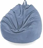 Bean Bag Chair Cover Without Filling Washable Soft Cotton Linen Sturdy Zipper Beanbag Case Sack Bean Bag for Adults, Kids, Teens(Blue C,100x120 cm)