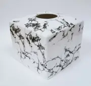 NEW WHITE AND BLACK WITH FAUX MARBLE PATTERN CERAMIC TISSUE BOX,NAPKIN HOLDER
